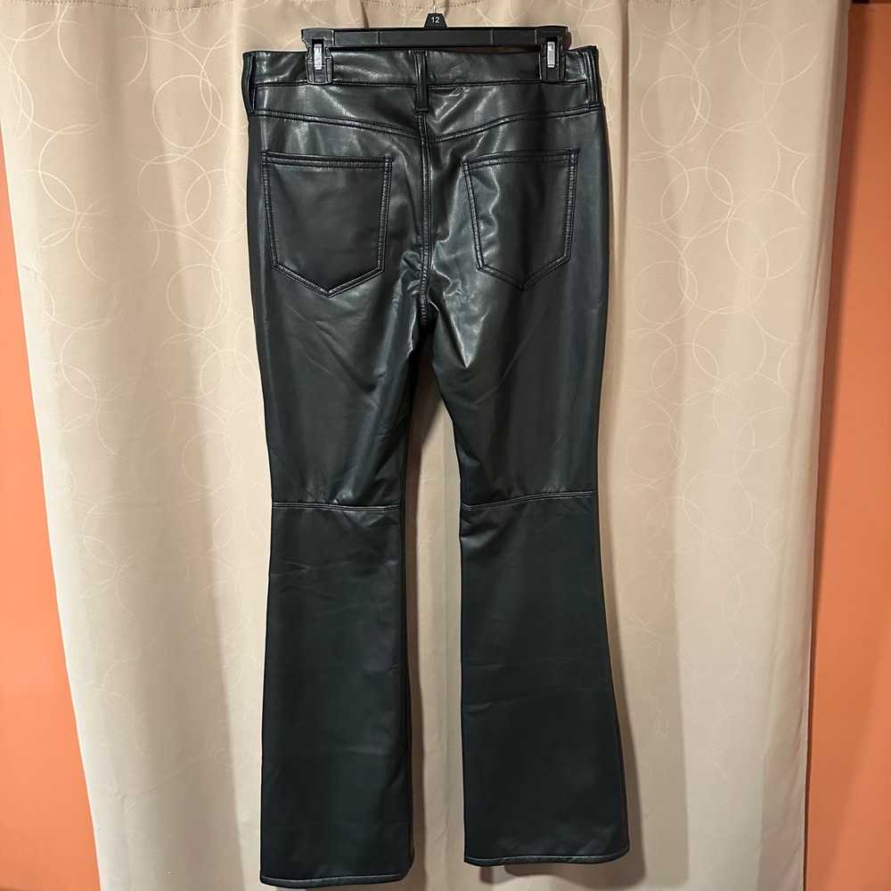 Banana Republic Womens Black Faux Leather Bootcut Fit FlarePants Size 30/10 - Picture 3 of 6